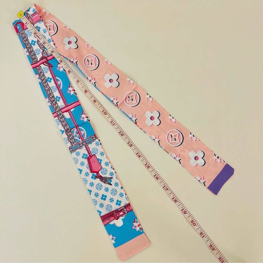 Luxury Brown and Pink Designer Style Twilly - Picture 3 of 4